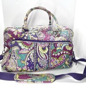 Vera Bradley Grand Traveler Heather Purple Paisley Weekender Large Overnight Bag